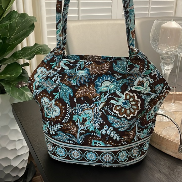 LIKE NEW Vera Bradley Retired Java Blue SHOULDER BAG - Picture 1 of 13